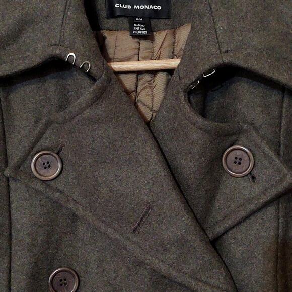 Club Monaco wool trench pea coat quilted lining military style - Picture 5 of 8